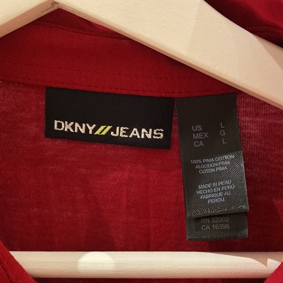 DKNY Jeans Red Polo with Black Detailing - Picture 3 of 6